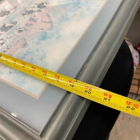 Vintage Framed Red Barn with Windmill & Cows Print 16" X 20" by Ava Freeman - Picture 3 of 5